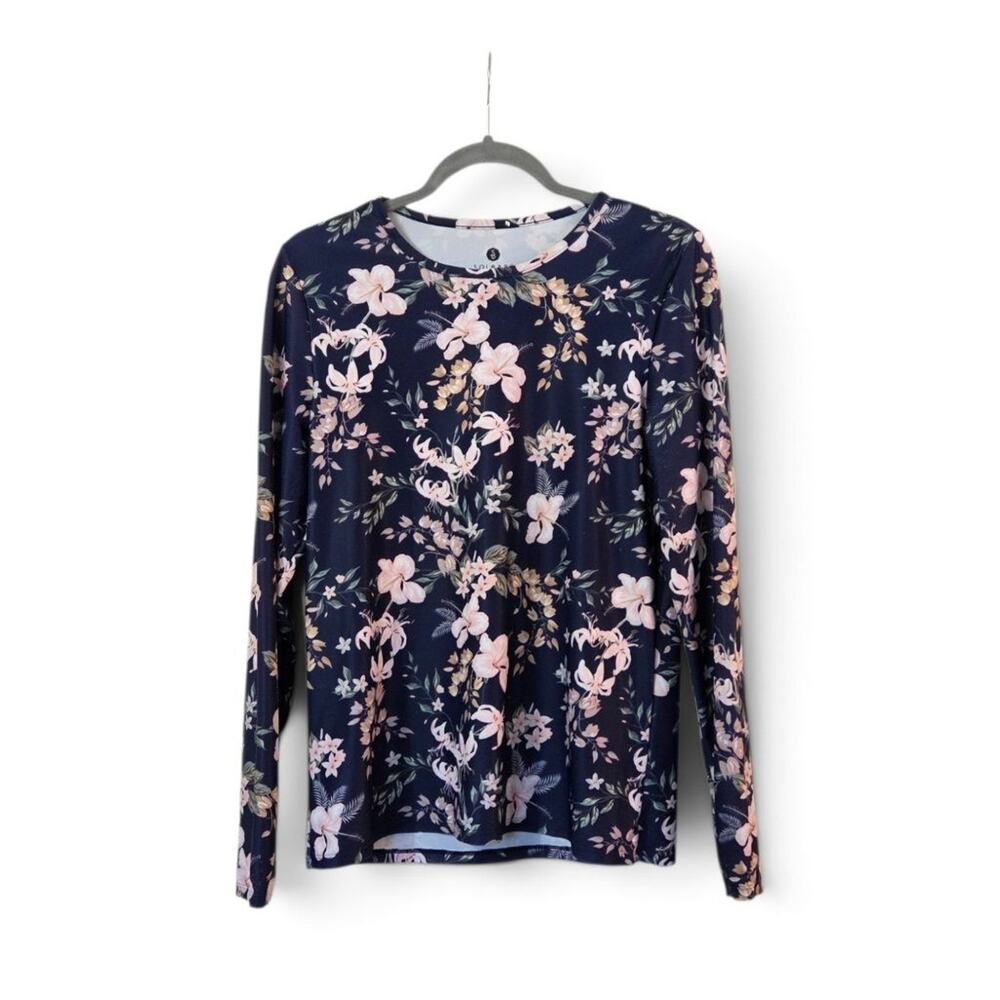 Solbari UPF50+ Navy Floral Long Sleeve Sun Protection Top Women's Medium